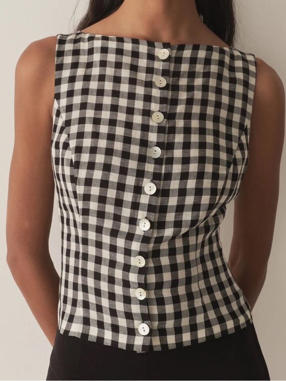 Doen Hayden Top ~ Black Marilyn Gingham - Picture 2 of 7